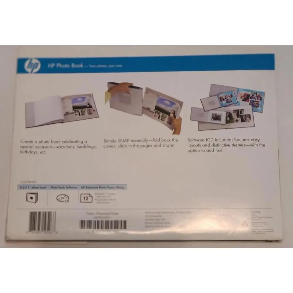 HP Hardcover Grey Photo Book With Photo Paper Hewlett-Packard Gift No Software